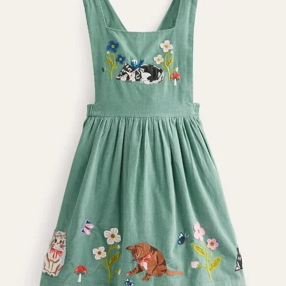 NWT Mini Boden Cats Cord Applique Pinafore - Picture 2 of 8